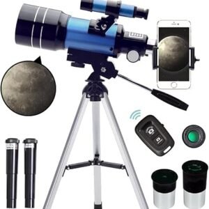 70mm Refractor Telescope with Smartphone Adapter & Wireless Remote