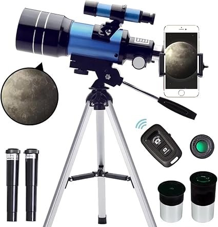 70mm Refractor Telescope with Smartphone Adapter & Wireless Remote
