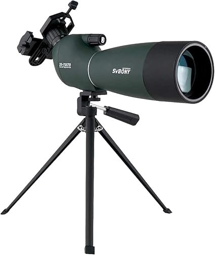 SVBONY SV28 Angled Spotting Scope 25-75x70mm with Tripod & Smartphone Adapter, Waterproof Fogproof High-Power Spotter for Birding, Hunting, Target Shooting & Wildlife Viewing