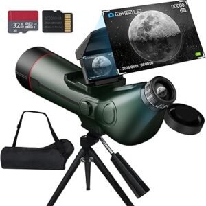 Smart Auto-Focus Digital Refractor Telescope with 4K Astrophotography Camera, Portable Electronic Telescope with Dual Displays for Stargazing and Astronomy