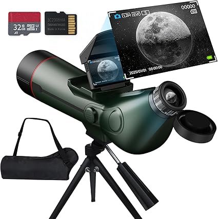 Smart Auto-Focus Digital Refractor Telescope with 4K Astrophotography Camera, Portable Electronic Telescope with Dual Displays for Stargazing and Astronomy
